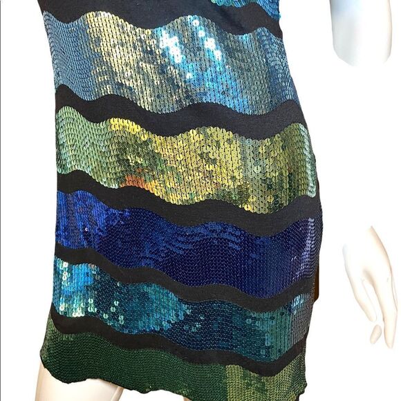 Frederick’s  of Hollywood Bright Color Block Sequin Tank Slip Mini Dress L Neon - Picture 9 of 15